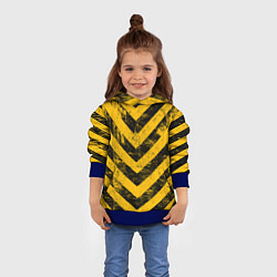 Толстовка-худи детская WARNING - желто-черные полосы, цвет: 3D-синий — фото 2