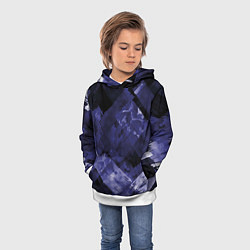 Толстовка-худи детская Синие, чёрные и белые полоски, цвет: 3D-белый — фото 2