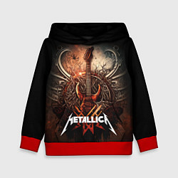 Толстовка-худи детская Metallica гитара и логотип, цвет: 3D-красный