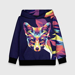 Толстовка-худи детская Голова лисенка в стиле поп-арт, цвет: 3D-черный