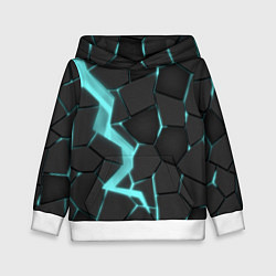 Толстовка-худи детская Голубой неон, цвет: 3D-белый