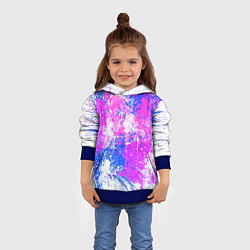 Толстовка-худи детская Разбрызганная фиолетовая краска - светлый фон, цвет: 3D-синий — фото 2