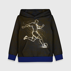 Толстовка-худи детская Футболист с мячом в сетке, цвет: 3D-синий