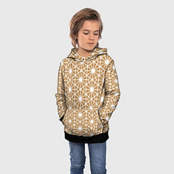 Толстовка-худи детская Золотисто-белый узорчатый паттерн, цвет: 3D-черный — фото 2