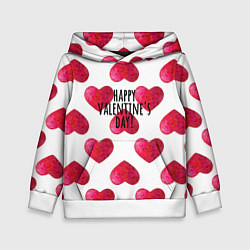 Толстовка-худи детская Сердца из краски - паттерн на день святого валенти, цвет: 3D-белый