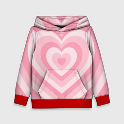 Толстовка-худи детская Hearts pink, цвет: 3D-красный