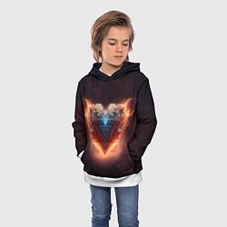 Толстовка-худи детская Каменное сердце в неоновом красном электрическом с, цвет: 3D-белый — фото 2