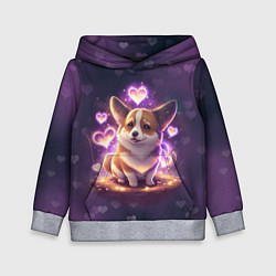 Толстовка-худи детская Любимый корги, цвет: 3D-меланж