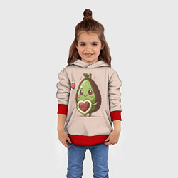 Толстовка-худи детская Влюбленный авокадо - парные, цвет: 3D-красный — фото 2