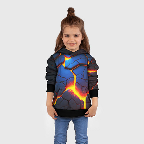 Детская толстовка Яркая неоновая лава, разломы / 3D-Черный – фото 4