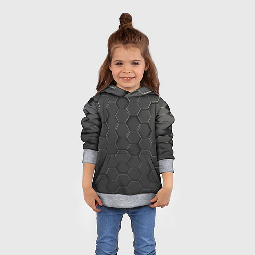 Детская толстовка Abstraction hexagon grey / 3D-Меланж – фото 4