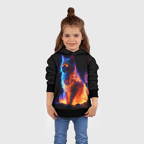 Детская толстовка Огненная кошка / 3D-Черный – фото 4
