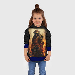 Толстовка-худи детская Самурай и огонь, цвет: 3D-синий — фото 2