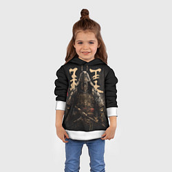 Толстовка-худи детская Самурай и надписи, цвет: 3D-белый — фото 2