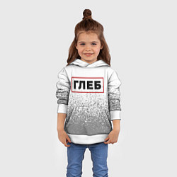 Толстовка-худи детская Глеб - в красной рамке на светлом, цвет: 3D-белый — фото 2