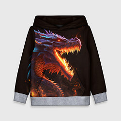 Толстовка-худи детская Огненный дракон, цвет: 3D-меланж