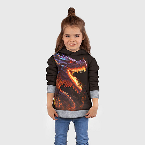 Детская толстовка Огненный дракон / 3D-Меланж – фото 4