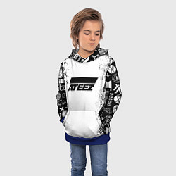 Толстовка-худи детская Ateez black and white, цвет: 3D-синий — фото 2