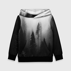 Толстовка-худи детская Красивый лес и туман, цвет: 3D-черный