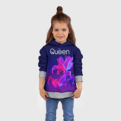 Толстовка-худи детская The Queen Королева и цветы, цвет: 3D-меланж — фото 2