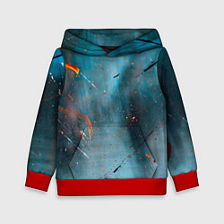 Толстовка-худи детская Абстрактный синий туман, силуэты и краски, цвет: 3D-красный