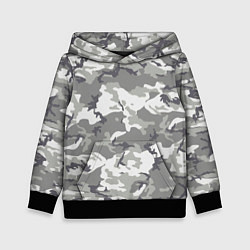 Толстовка-худи детская Снежный камуфляж, цвет: 3D-черный