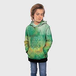 Толстовка-худи детская Мандала природы, зелёная, исцеление, цвет: 3D-черный — фото 2