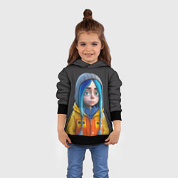 Толстовка-худи детская Билли Айлиш в мультяшном стиле, цвет: 3D-черный — фото 2
