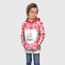 Толстовка-худи детская Сердце из цветов на 8 марта, цвет: 3D-белый — фото 2