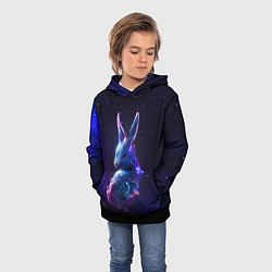 Толстовка-худи детская Космический звёздный кролик, цвет: 3D-черный — фото 2