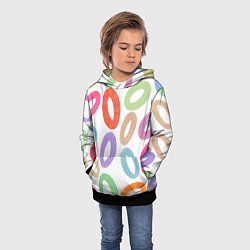 Толстовка-худи детская Паттерн разноцветные овалы, цвет: 3D-черный — фото 2