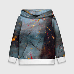 Толстовка-худи детская Тёмно-серый туман и краски, цвет: 3D-белый