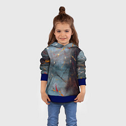 Толстовка-худи детская Тёмно-серый туман и краски, цвет: 3D-синий — фото 2