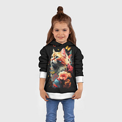 Толстовка-худи детская Рыжий кот в цветах, цвет: 3D-белый — фото 2