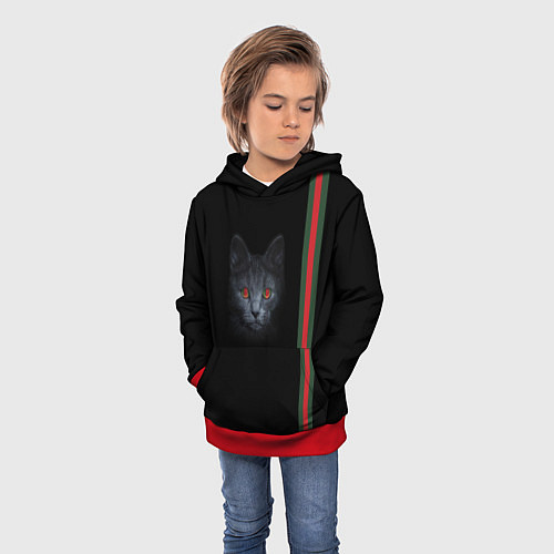 Детская толстовка Кот гуччи / 3D-Красный – фото 3