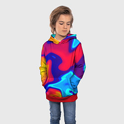 Толстовка-худи детская Смесь красок ультрафиолет, цвет: 3D-красный — фото 2