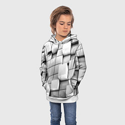 Толстовка-худи детская Кубы серые выпуклые, цвет: 3D-белый — фото 2