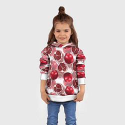Толстовка-худи детская Гранаты на белом фоне - паттерн, цвет: 3D-белый — фото 2