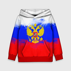 Толстовка-худи детская Russia флаг герб, цвет: 3D-красный