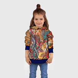 Толстовка-худи детская Иредзуми: демон и дракон, цвет: 3D-синий — фото 2