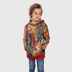 Толстовка-худи детская Иредзуми: демон и дракон, цвет: 3D-красный — фото 2