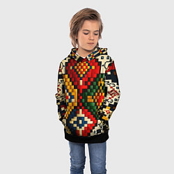 Толстовка-худи детская Русский узор крестиком, цвет: 3D-черный — фото 2