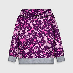 Толстовка-худи детская Розовый глитч камуфляж, цвет: 3D-меланж
