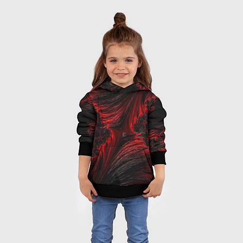 Детская толстовка Red vortex pattern / 3D-Черный – фото 4
