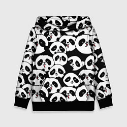 Толстовка-худи детская Весёлые панды, цвет: 3D-черный