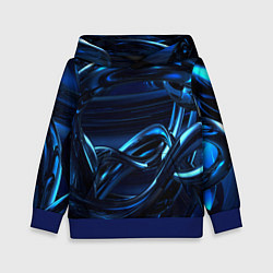 Толстовка-худи детская Фрактальный узор волны, цвет: 3D-синий