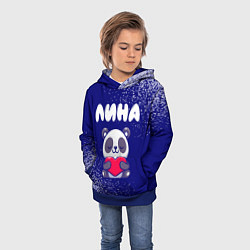 Толстовка-худи детская Лина панда с сердечком, цвет: 3D-синий — фото 2