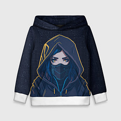 Детская толстовка Красивая девушка ниндзя в маске и капюшоне