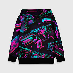 Толстовка-худи детская Неоновый пистолет, цвет: 3D-черный