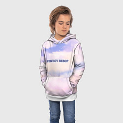 Толстовка-худи детская Cowboy Bebop sky clouds, цвет: 3D-белый — фото 2